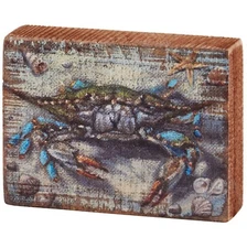 Primitives by Kathy Block Sign Blue Crab Beach House Ocean Decor Gift Coastal