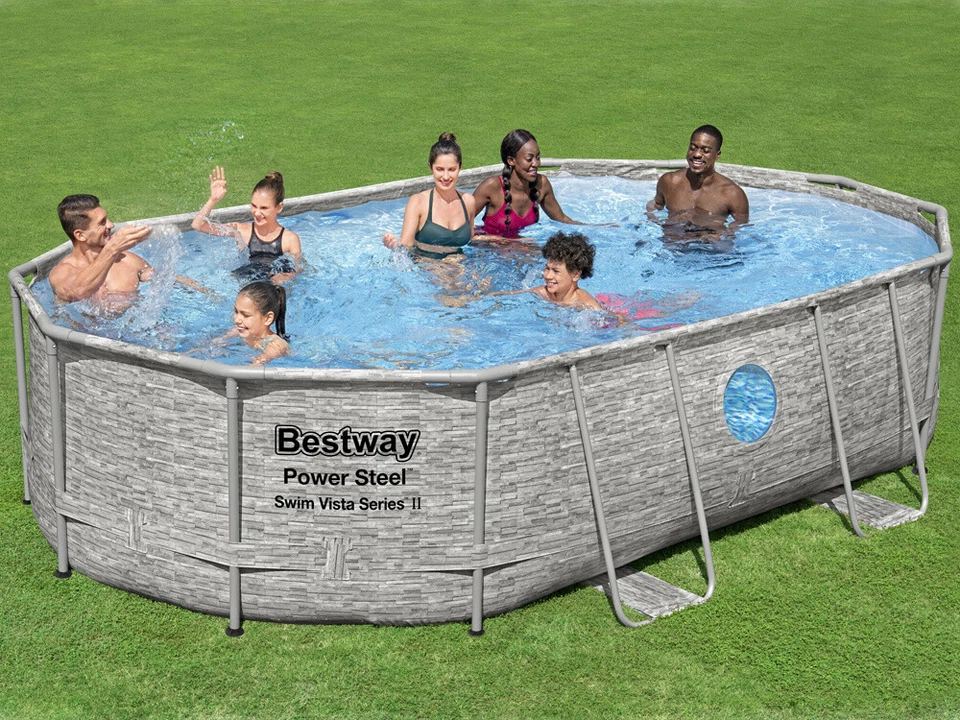 Bestway Pool Power Steel mit Sandfileranlage Gartenpool Komplett-Set Oval 56946 - Bild 2 von 4