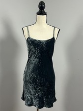 Reformation Delfine Crushed Velvet Mini Slip Dress Blue/Gray Women's Small