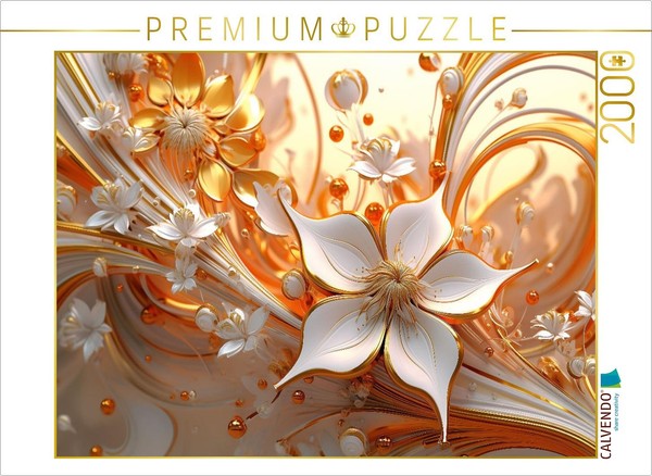 Calvendo Puzzle Noble Flowers In Orange And Gold | 2000 Pieces, Finished Size 35-image