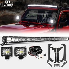 Upper Roof 52 Led Light Bar Combo 3 Led Pod Kit For Jeep Gladiator Jt 2020