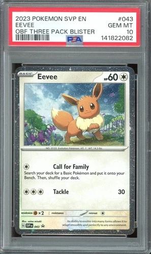 Pokemon TCG Obsidian Flames 3-Pack Blister #043 Eevee Cosmos Promo PSA 10