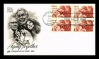 DR JIM STAMPS US COVER AGING TOGETHER FIRST DAY ISSUE BLOCK OF 4 ARTCRAFT