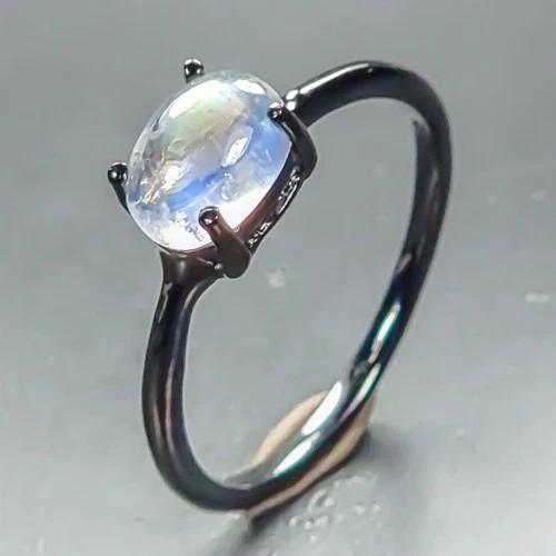 Handmade Natural Moonstone Ring 925 Sterling Silver Size 7.5 /R464237