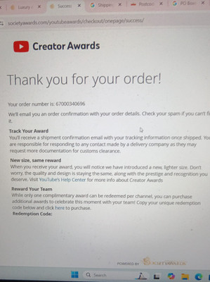 Original YouTube Silver Play Button 100k Award REWARD KEY - Customizable Name