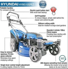 Hyundai HYM510SPEZ 196cc 4-Stroke Push Lawn Mower - Blue