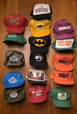 Lot of 16 Vintage Hats, 1980s/90s, One Size Fits All 