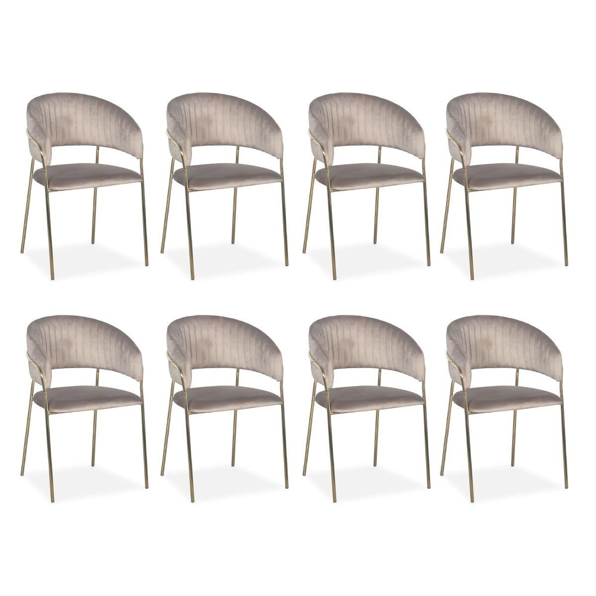 Chaises en velours taupe Batora 79cm au design haut de gamme et finitions épurées