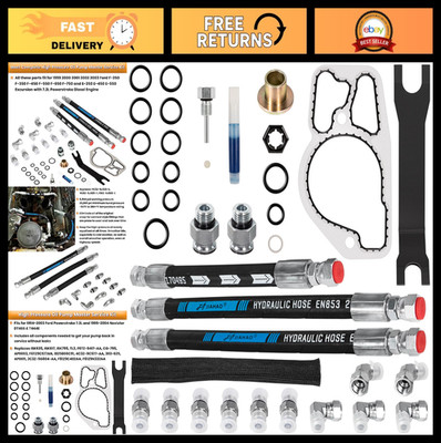 High Pressure Oil Pump HPOP Master Service Kit & Hoses Lines & Crossover Kit for