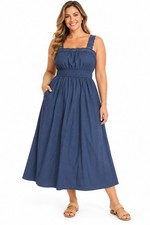 New Old Navy Blue Maxi Dress Square Neck Lace Trim Size Large NWT Resort