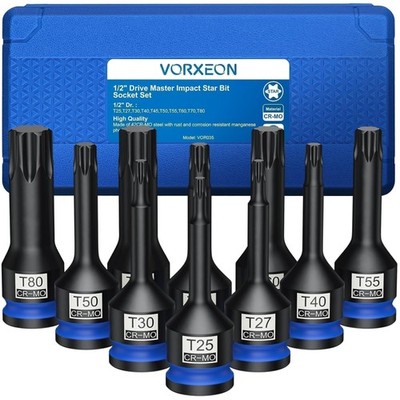 10PCS 1/2'' Drive Torx Bit Steckschlüssel Satz T25 T27 T30 T40 T45 T50 T55 T60...