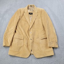 Cortefiel Blazer Mens 44L Beige Corduroy Elbow Patch Suit Jacket Sport Coat VTG