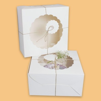 10 Pack 10x10x5 Inch White Bakery Box Pastry Container With Window Cake Brownies