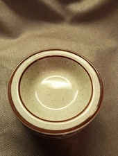 Set Of 4~Rego China Brown Speckles Striped Rim Diner Berry/Dessert Bowls 4.5”