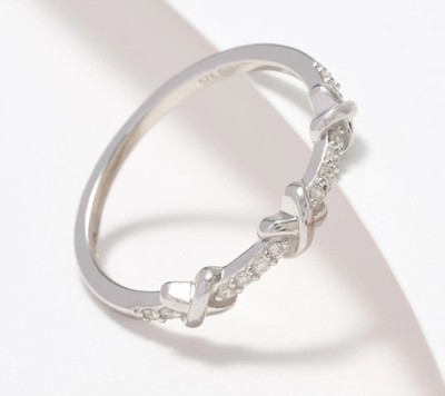 Affinity Diamond Sterling Silver X-Design Ring, Size 6