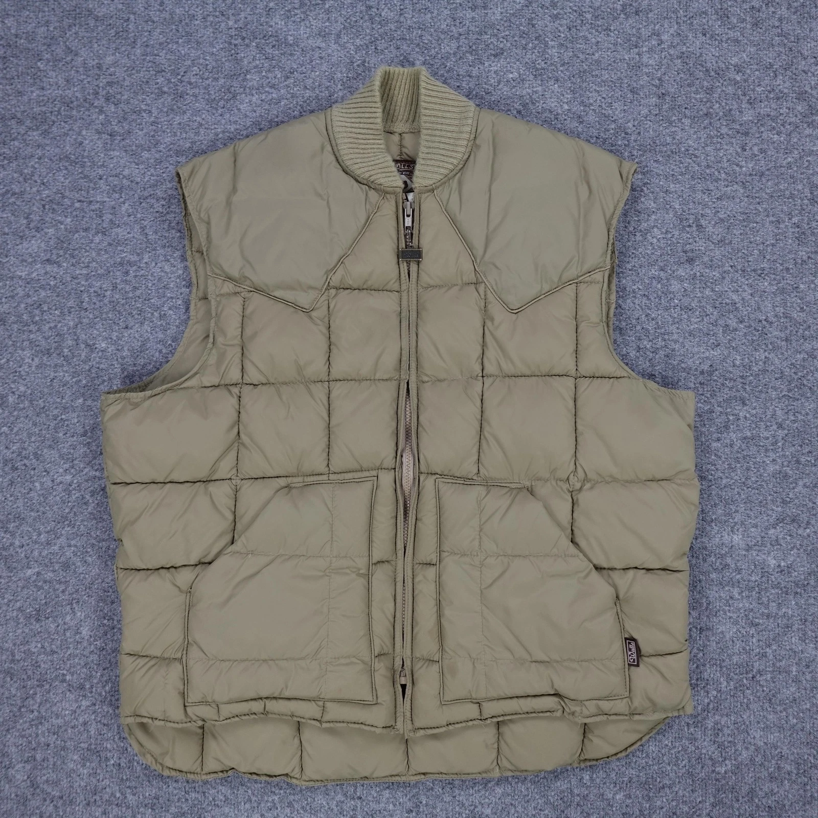 Walls Vest Mens Large Beige Quilted Nylon Insulated Puffer Western Workwear USA