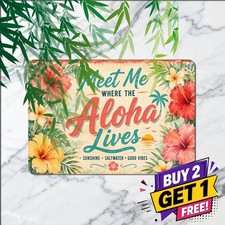 Aloha Beach Paradise Sign Tropical Hawaii Ocean Summer Wall Decor Plaque
