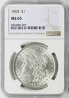 1903 $1 Morgan Silver Dollar NGC MS65