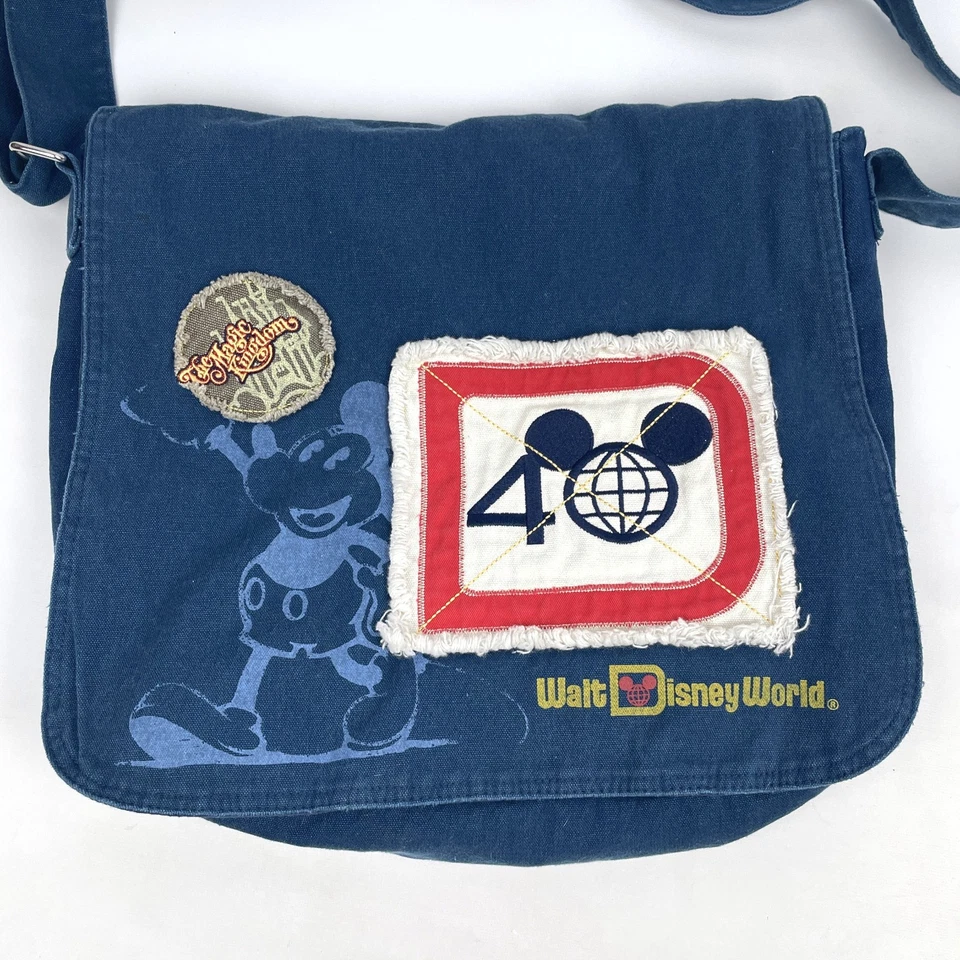 Bolso Mensajero Walt Disney World WDW 40 Aniversario Mickey Mouse Azul Denim Foto 2 de 4