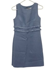 NWOT Eliza J Sleeveless Blue Sheath Dress Sz 2 fringe zipperback, sleeveless NEW