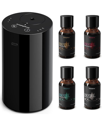 AmazingFlower Waterless Aroma Diffuser, Hotel Scent, Black, USB-C