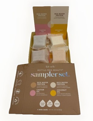 Kitsch Bottle-Free Beauty Sampler Set 4 Mini Bars Solid Shampoo Conditioner{59}