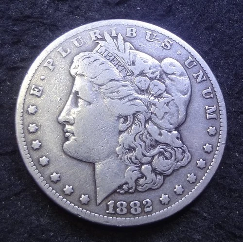 1882-CC Morgan Silver Dollar - Choice Fine F+ details from the Carson City Mint