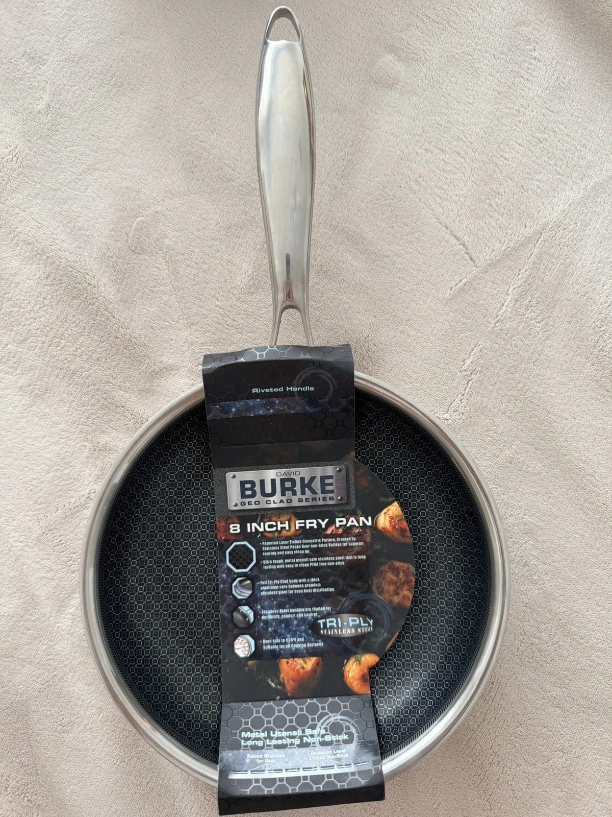David Burke 8" Fry Pan Tri-Ply Stainless Steel Ceramic Hybrid
