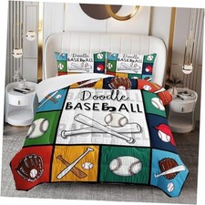 Baseball Comforter Set for Kids Boys, 3 Piece 3D Sports Winter Warm Twin 004