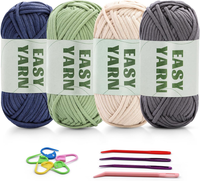 4 X 50G Wolle Zum HäKeln Easy Crochet Yarn Cotton Chenille Wolles Zum HäKeln Dic