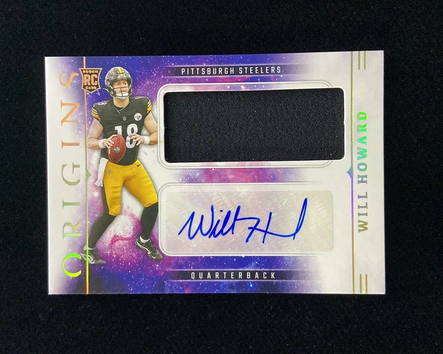 2025 Panini Origins Will Howard RC Rookie Jumbo Patch Auto RPA Steelers