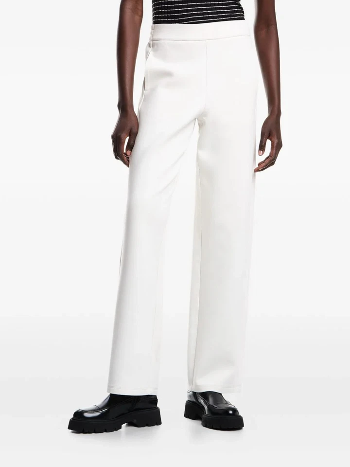 Emporio Armani Ivory Trousers: Elastic Waistband, Straight-Leg, Side Pockets - Image 3 of 4