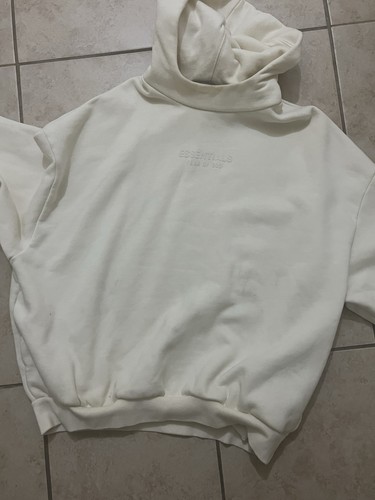 Essentials Fear of God Men's White Pullover Hoodie Logo Hooded Size M