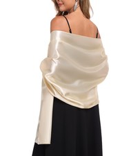 Satin Shawls and Wraps for Evening Dresses Wedding Party Scarf Champagne PC