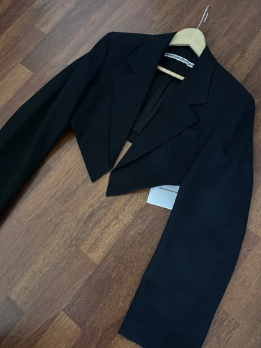 Giacca blazer Alexander Wang in lana ritagliata con orlo a punta colore nero 2