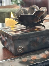 VTG Jan Barboglio Angel LARGE Trinket Box forged iron SIGNED RETIRED 6"x3.3"