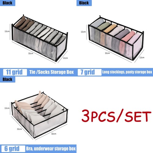 6/7/9/11 Clothes Organiser Wardrobe Storage Box Clothing Drawer Divider Mesh - Picture 40 of 40