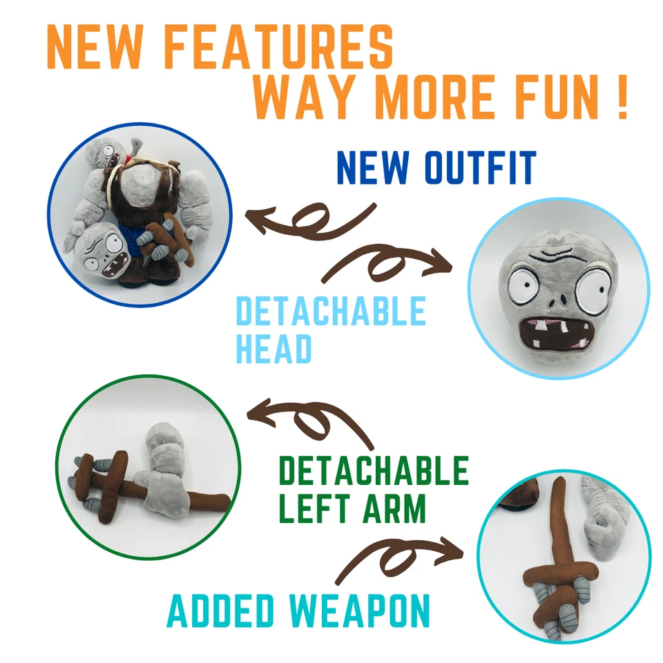 Plants vs Zombies Peluche Bebé Peluche Suave Muñeca Gargantuar Zombie - Desmontable Foto 3 de 4