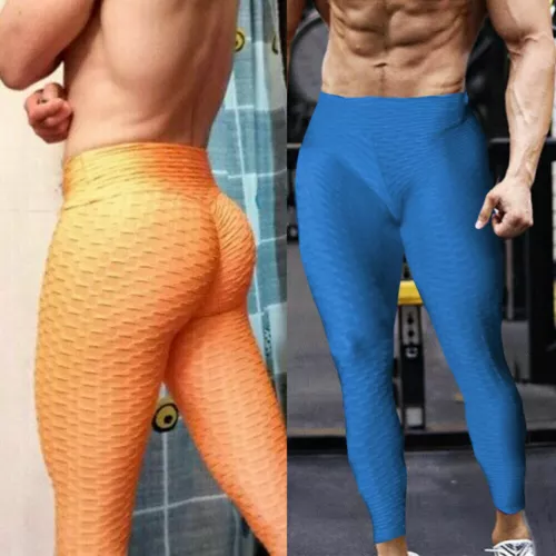 Men's Leggings Sports Gym Compression Pants Training Trousers Bubble Textured UK - Picture 5 of 30