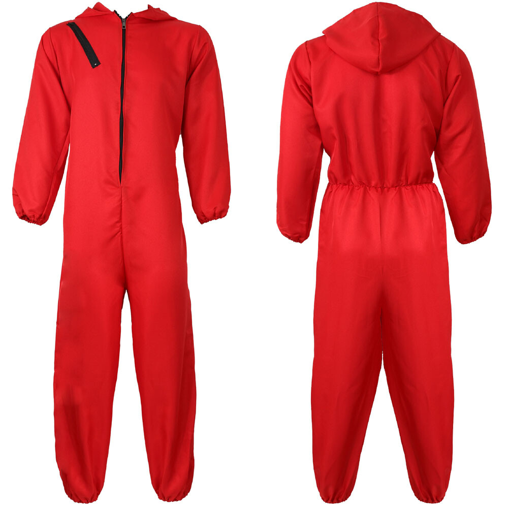 MENS HALLOWEEN COSTUME RED JUMPSUIT GROUP HALLOWEEN FANCY DRESS COSTUME TV  MOVIE