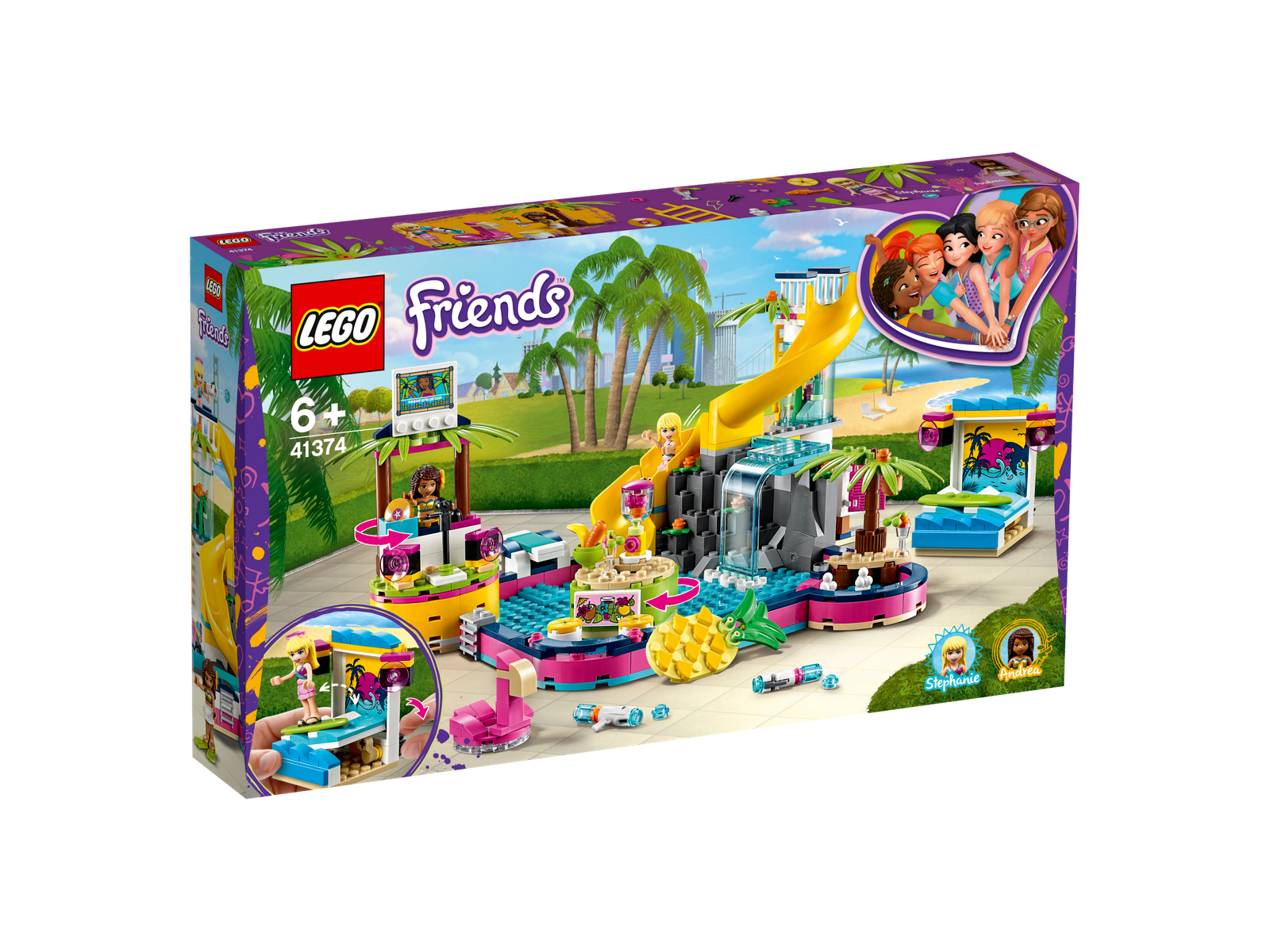 LEGO FRIENDS FESTA IN PISCINA DI ANDREA FUORI PRODUZIONE PEZZI 468 ETA' 6+ 41374