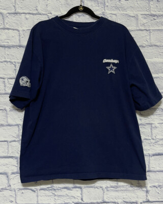 Dallas Cowboys Authentic Apparel Short Sleeve Embroidered Shirt Helmet Sleeve L