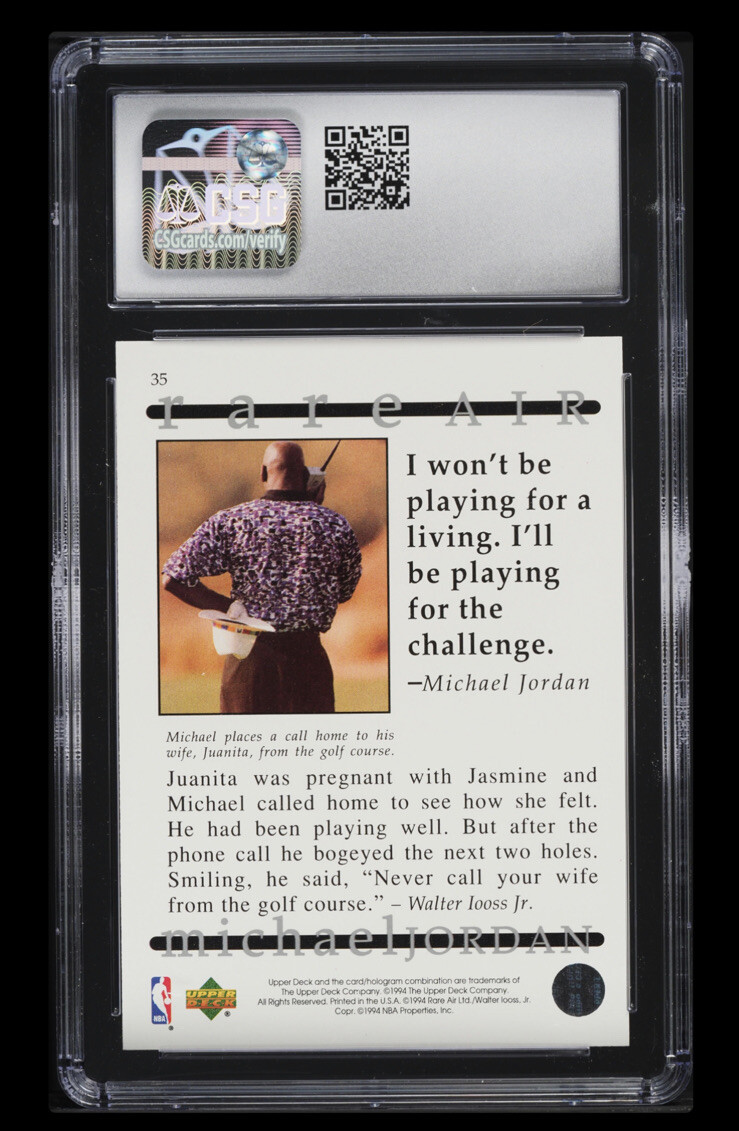 1994 UPPER DECK RARE AIR MICHAEL JORDAN #35 CSG 10 GEM MINT | eBay