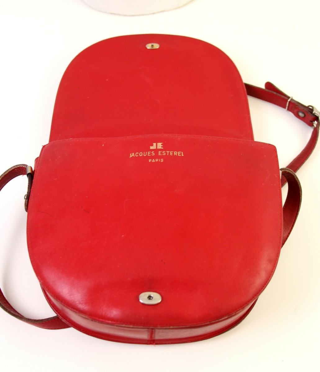 VTG JACQUES ESTEREL PARIS RED GENUINE LEATHER FLAP X-BODY VTG JACQUES ESTEREL PARIS RED GENUINE LEATHER FLAP X-BODY