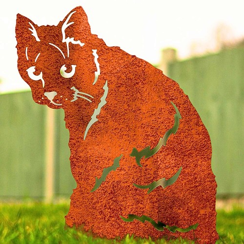 Cat Silhouette Home Decoration Statue Metal Art Garden Ornament Gift Lover Owner - Picture 35 of 48