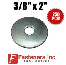 (QTY 250 PCS) 3/8" X 2" Zinc Plated Fender Washers 
