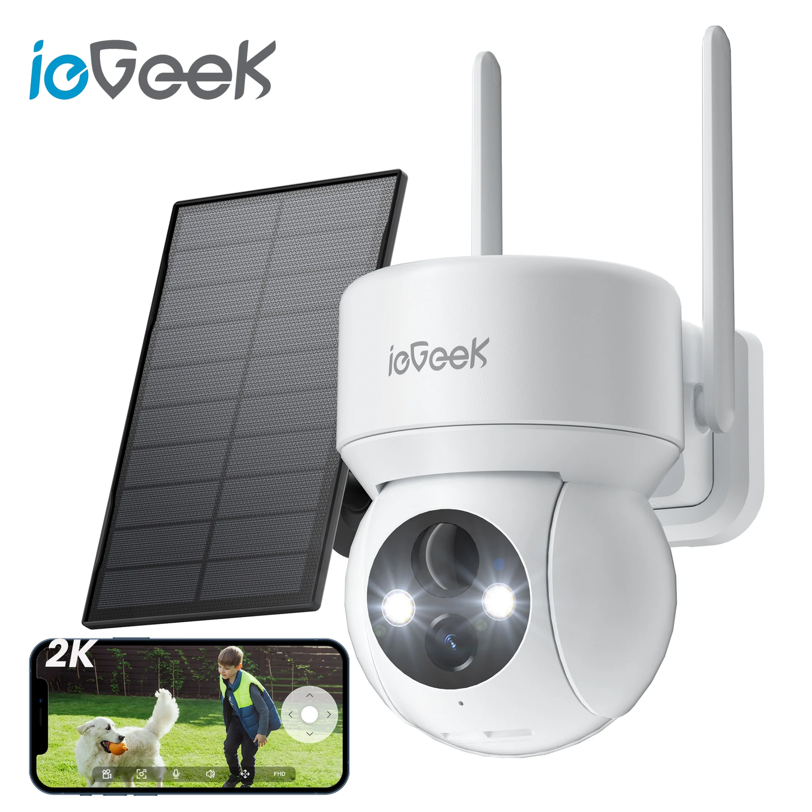 Wireless Solar Security Cameras with 360 View, Battery Powered & Motion Sensor for Outdoor Use