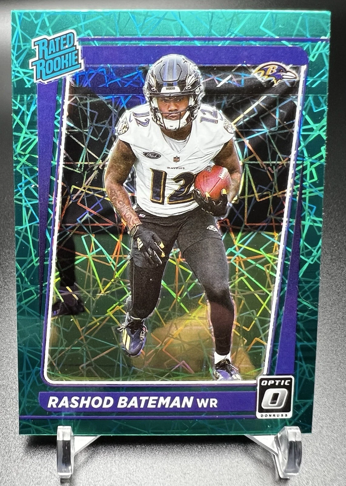 2021 Donruss Optic #210 Rashod Bateman Rookie Green Velocity Ravens