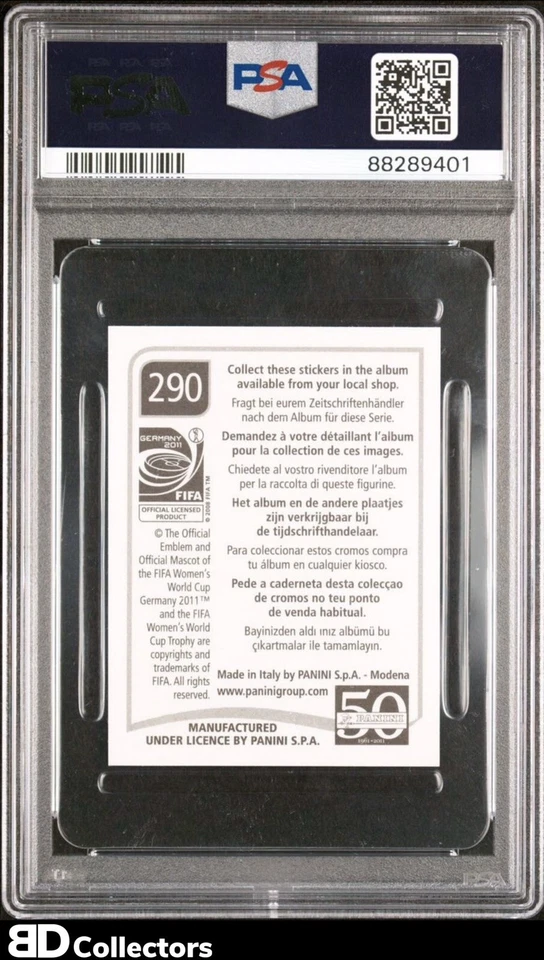 SAME KERR ROOKIE PSA 10 #290 2011 Panini Women’s World Cup Germany Stickers RC - Image 2 of 2