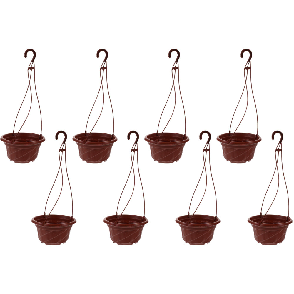 8PCS Hanging Flowerpots Decor Basket Flower Pots Hanging Planter for Balcony